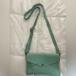 Portland leather Envelope convertible Crossbody in mint